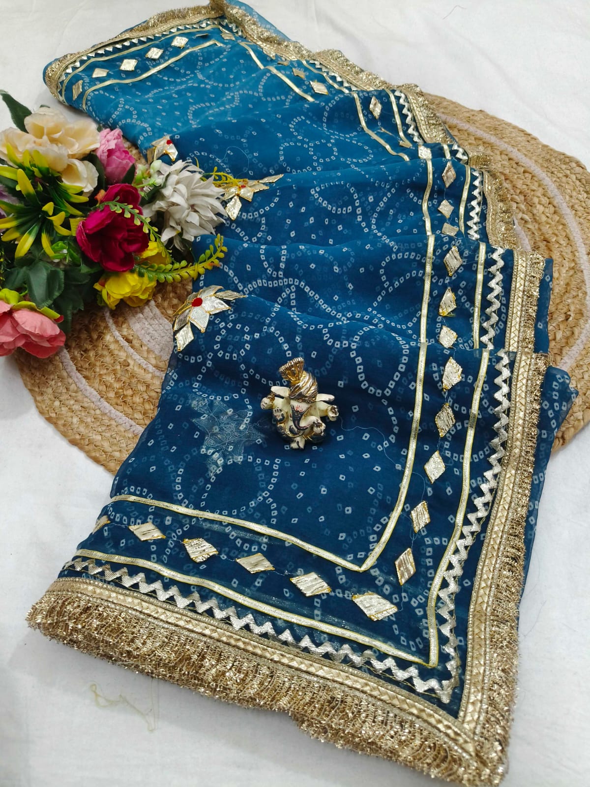 Shubh Sarees - Georgette Gota Chunadi Saree