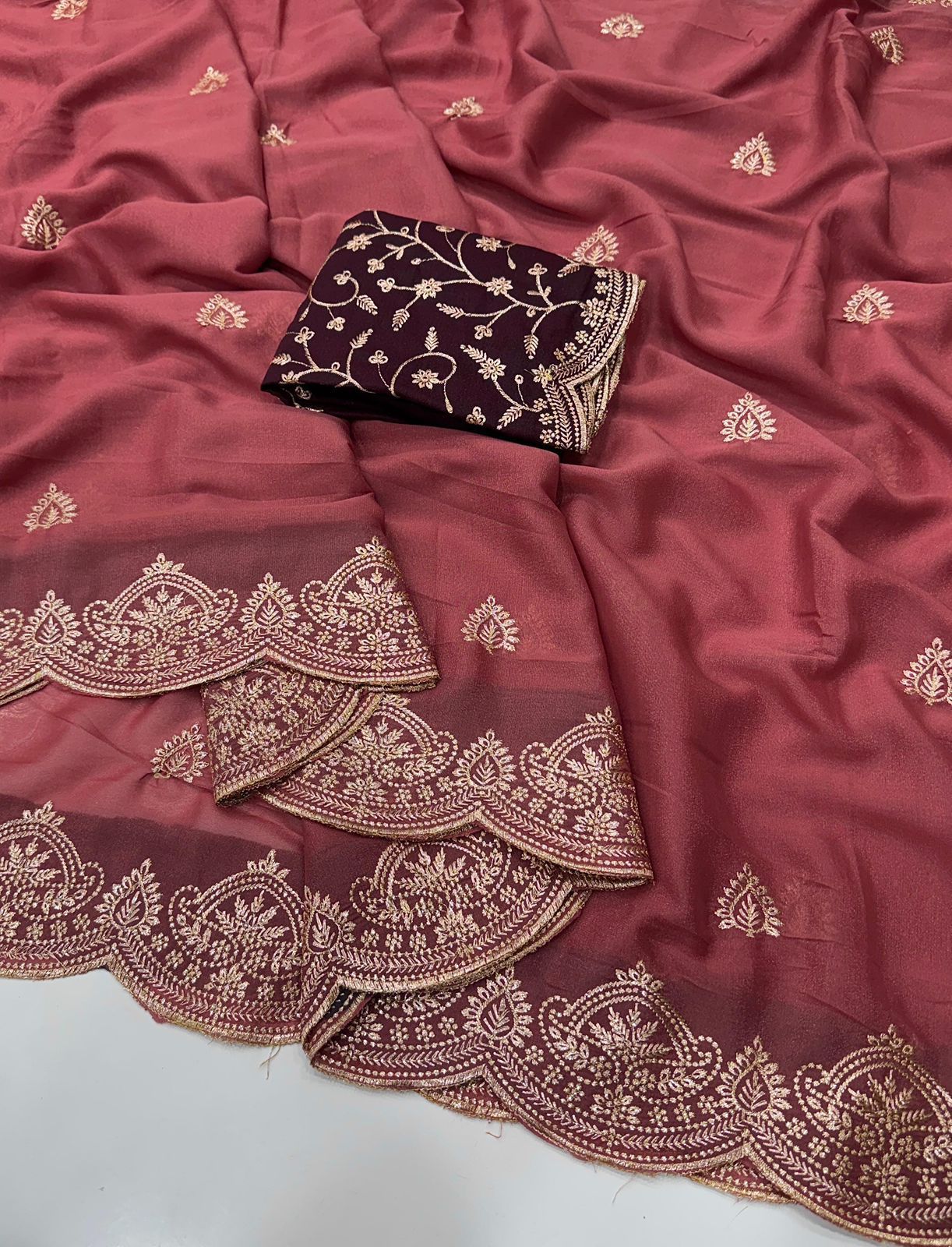Shubh Sarees - Georgette Embroidery Saree