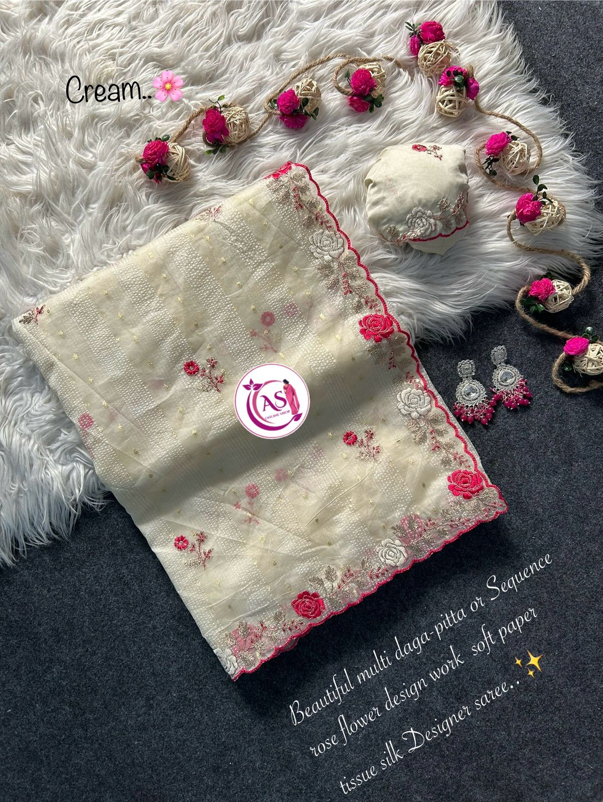 Shubh Sarees - Tissue Silk Floral Saree