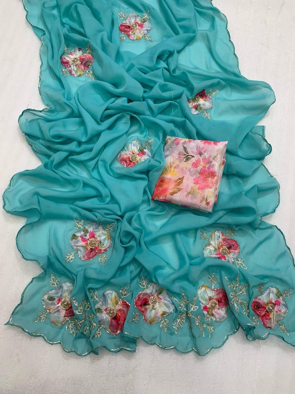 Shubh Sarees - Georgette Digital Work Saree