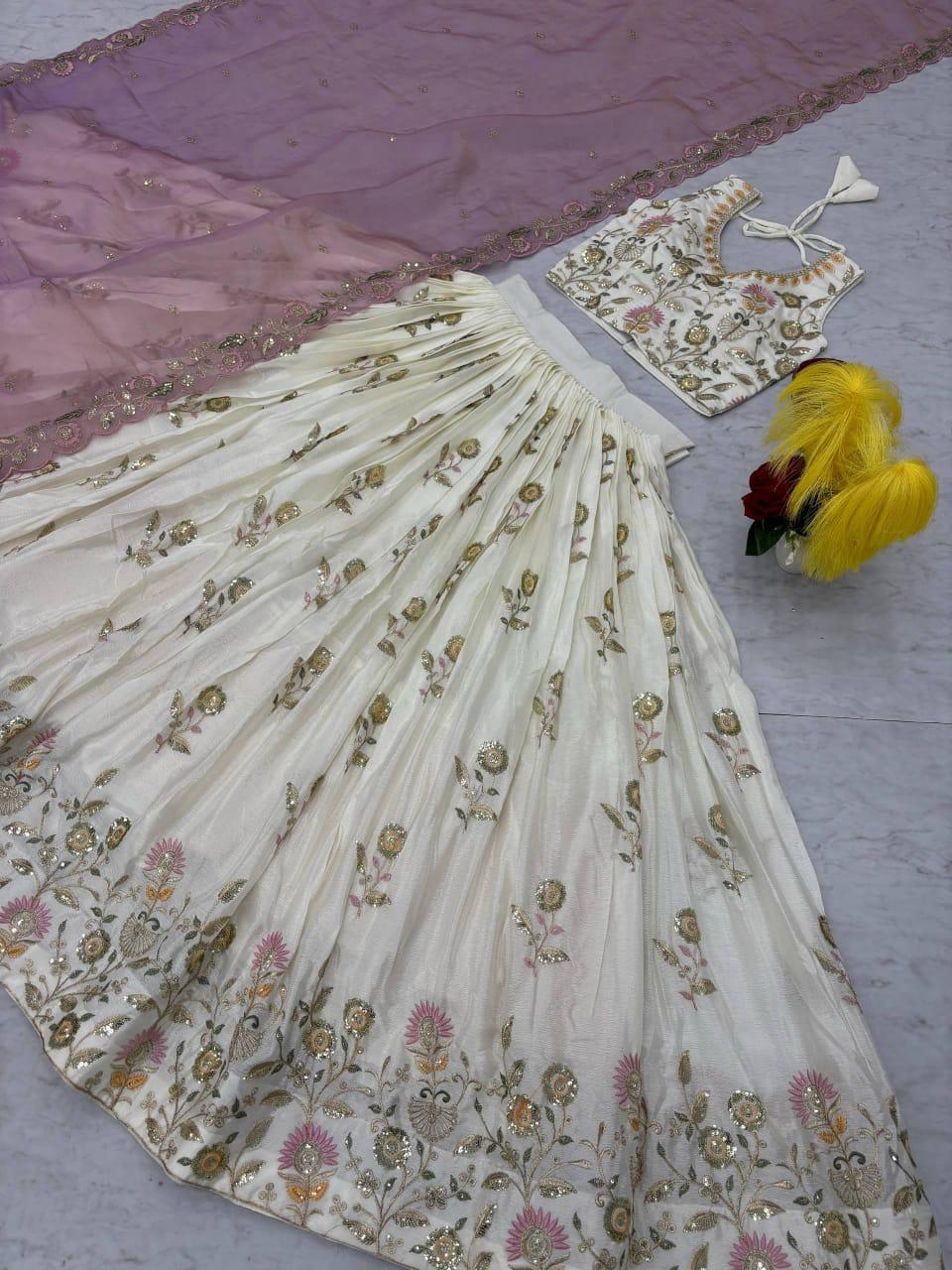 Shubh Sarees - Chinon Embroidery Lehenga Set