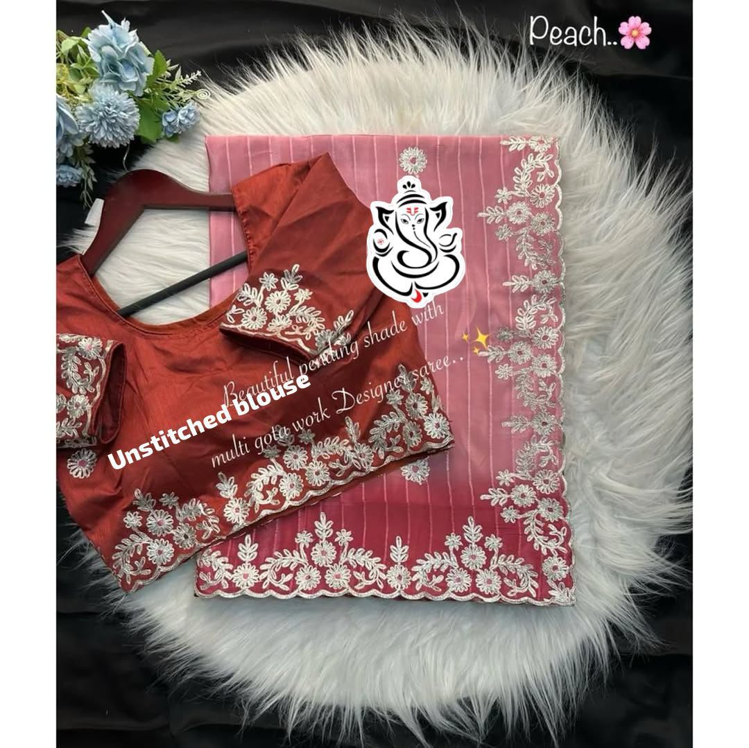 Shubh Sarees - Crepe Silk Gota Saree