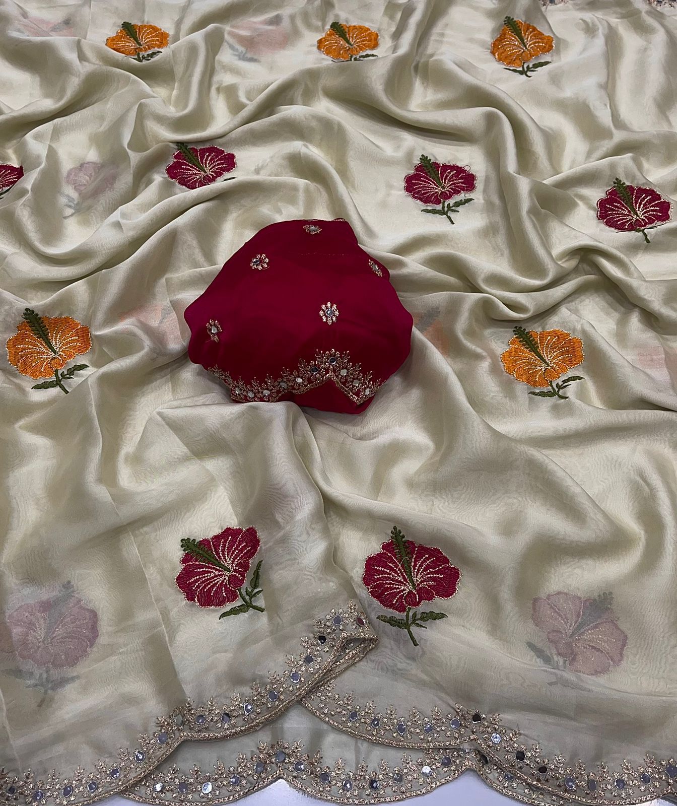 Shubh Sarees - Rangoli Silk Mirror Saree