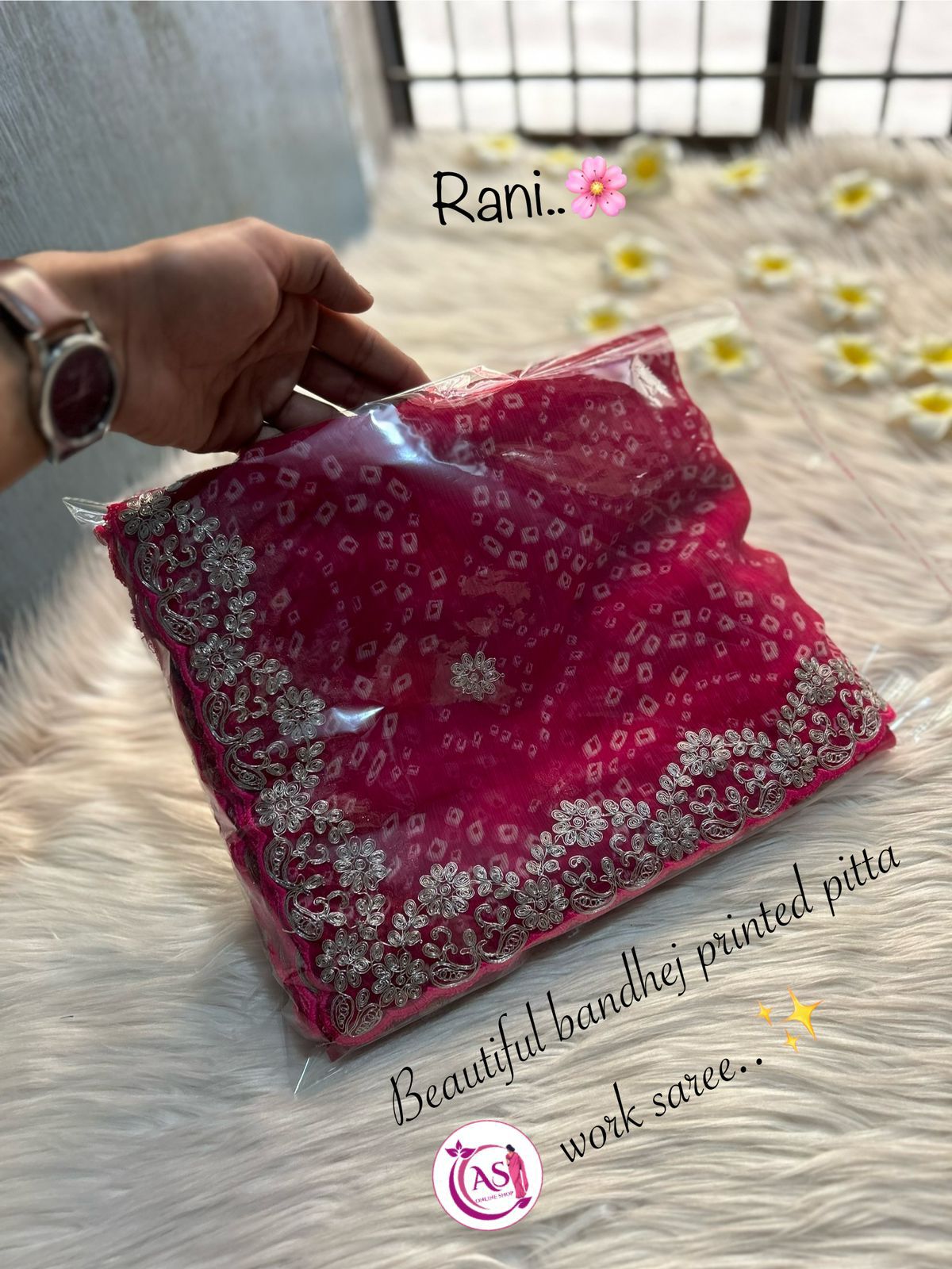 Shubh Sarees - Chiffon Pitta Bandhej Saree