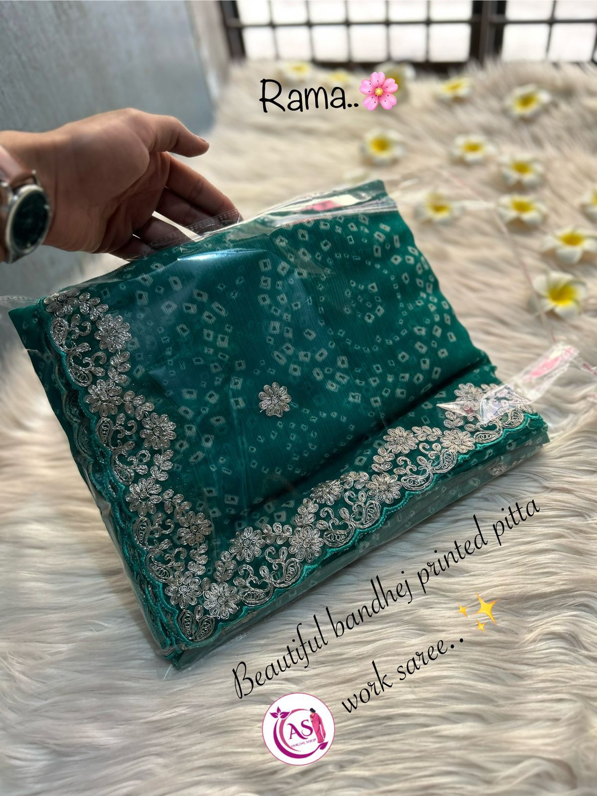 Shubh Sarees - Chiffon Pitta Bandhej Saree