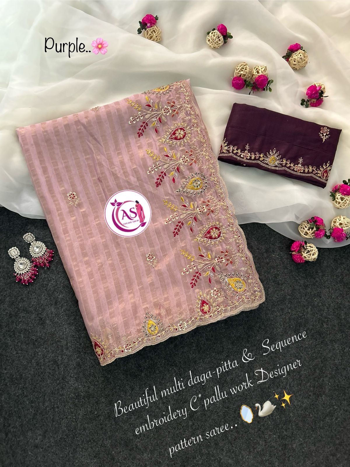 Shubh Sarees - Padmini Silk Embroidery Saree