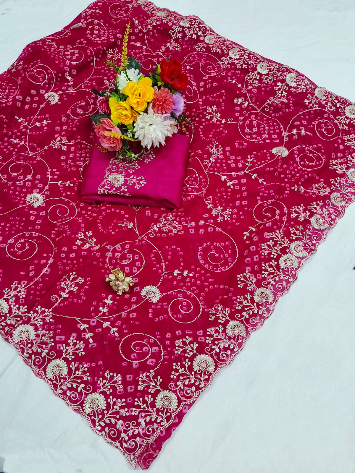 Shubh Sarees - Georgette Bandhej Coding Saree