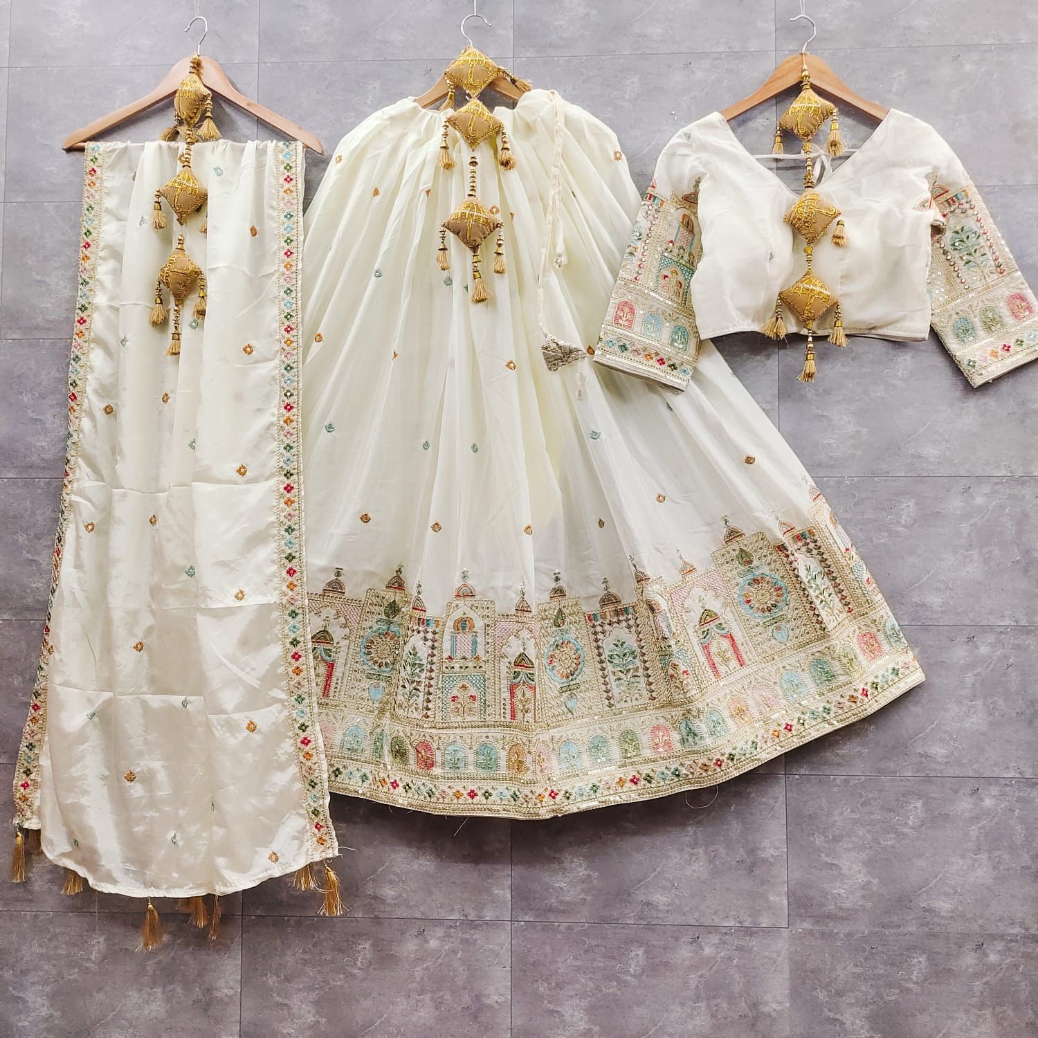 Shubh Sarees - Chinon Embroidery Lehenga Set