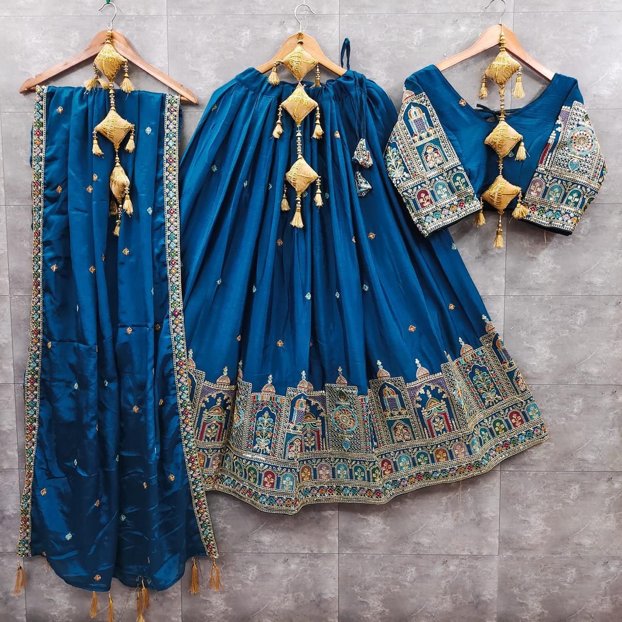 Shubh Sarees - Chinon Embroidery Lehenga Set