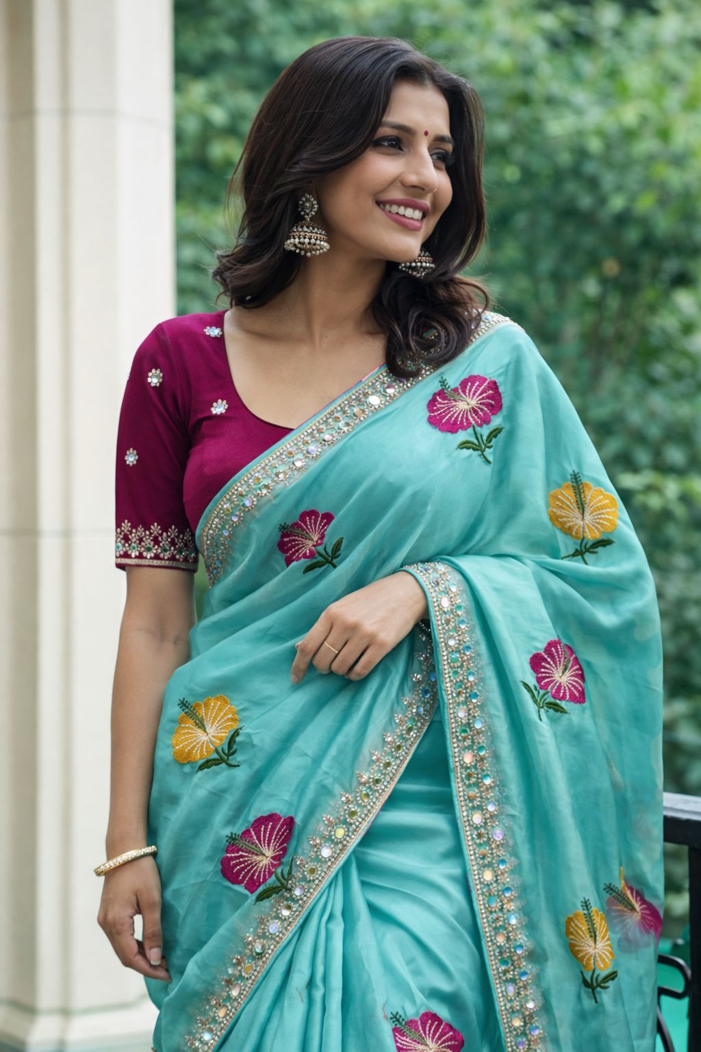 Rangoli Mirror Work Saree