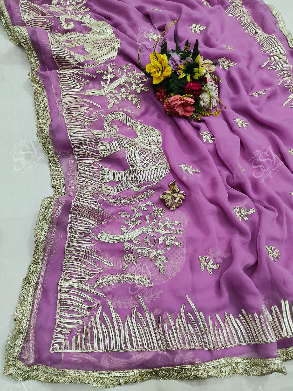 Georgette Gota Work Saree