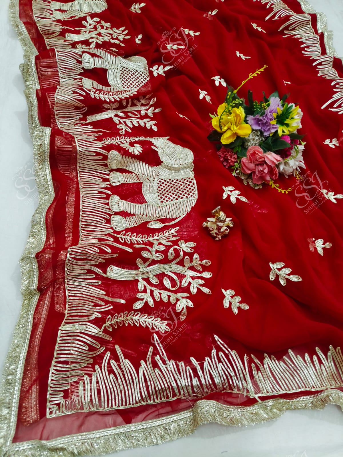 Shubh Sarees - Georgette Gota Work Saree