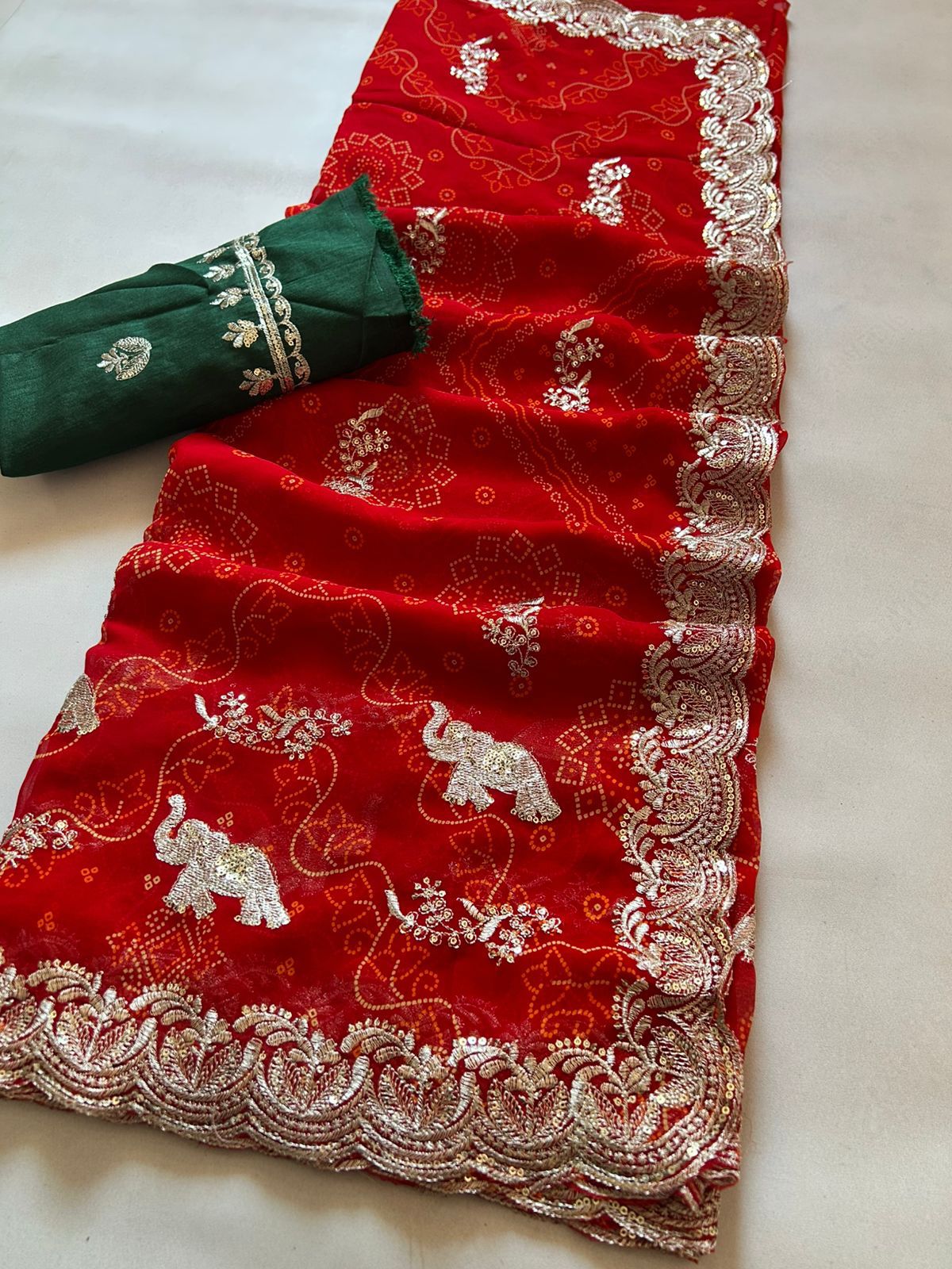 Shubh Sarees - Georgette Bandhani Saree