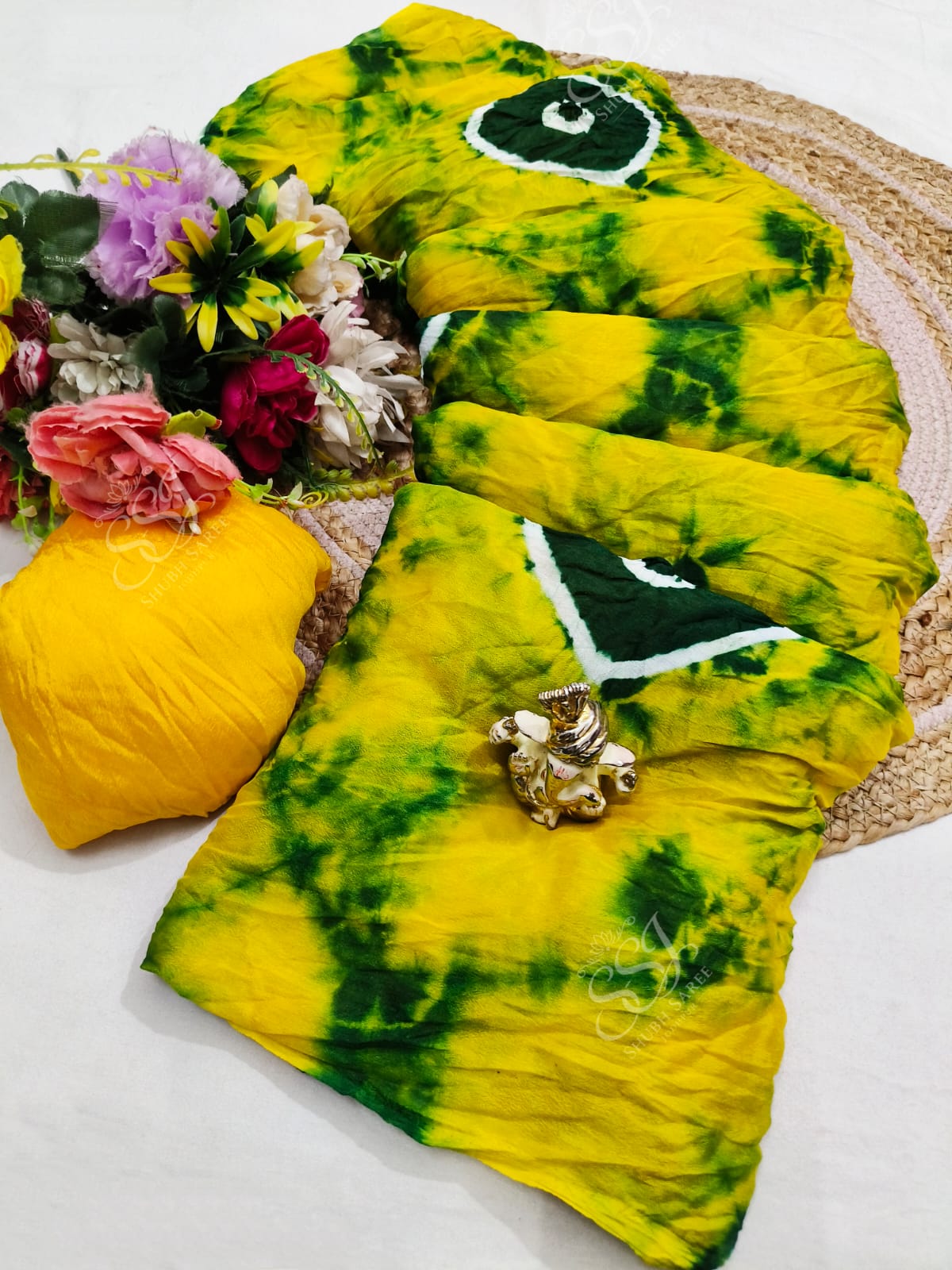 Chinon Bandhej Printed Saree