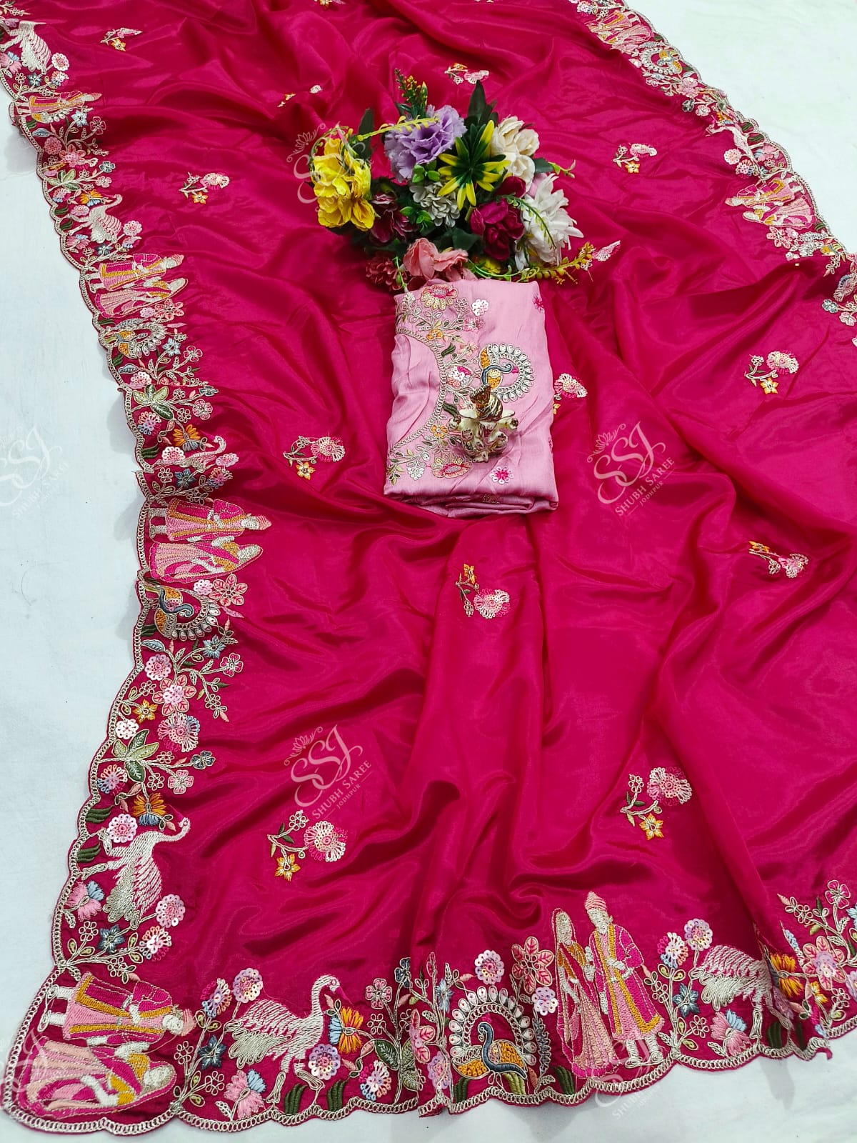 Shubh Sarees - Designer Embroidery Silk Saree