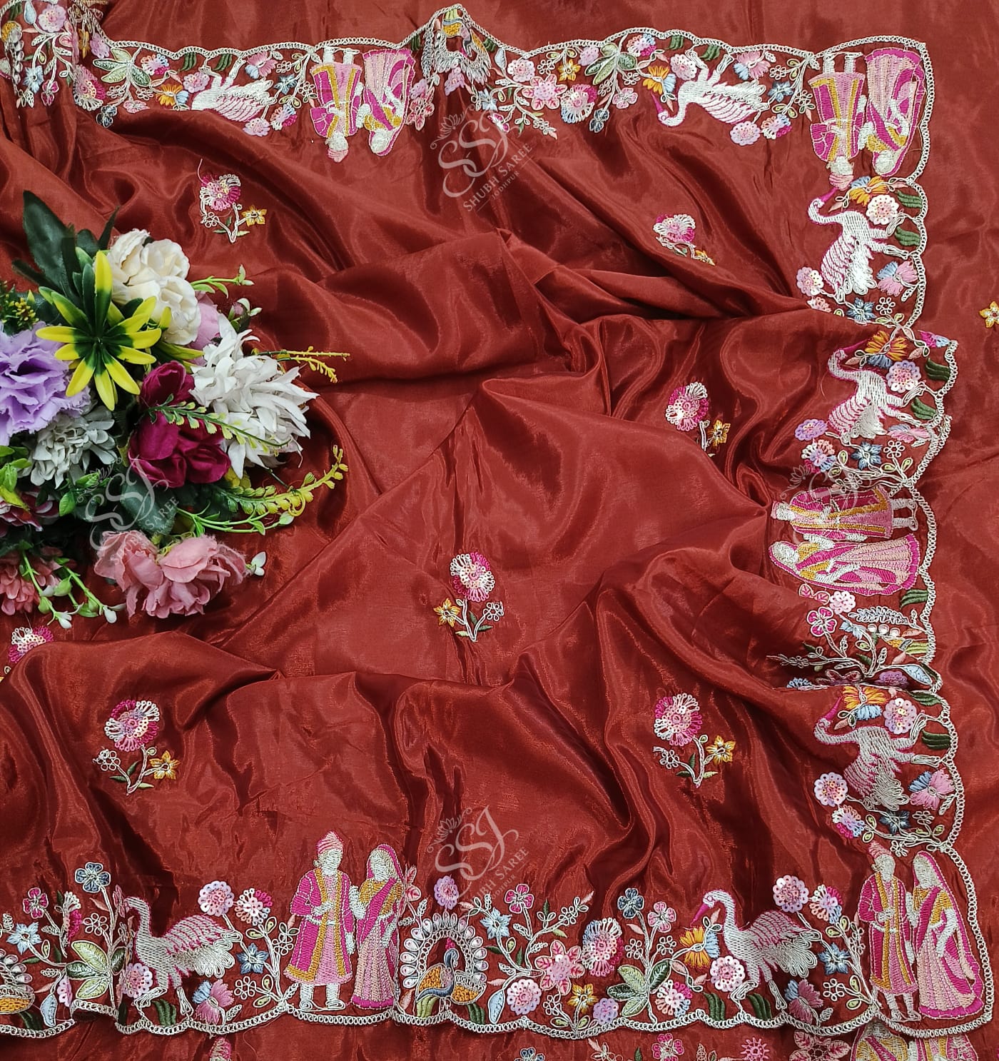 Designer Embroidery Silk Saree