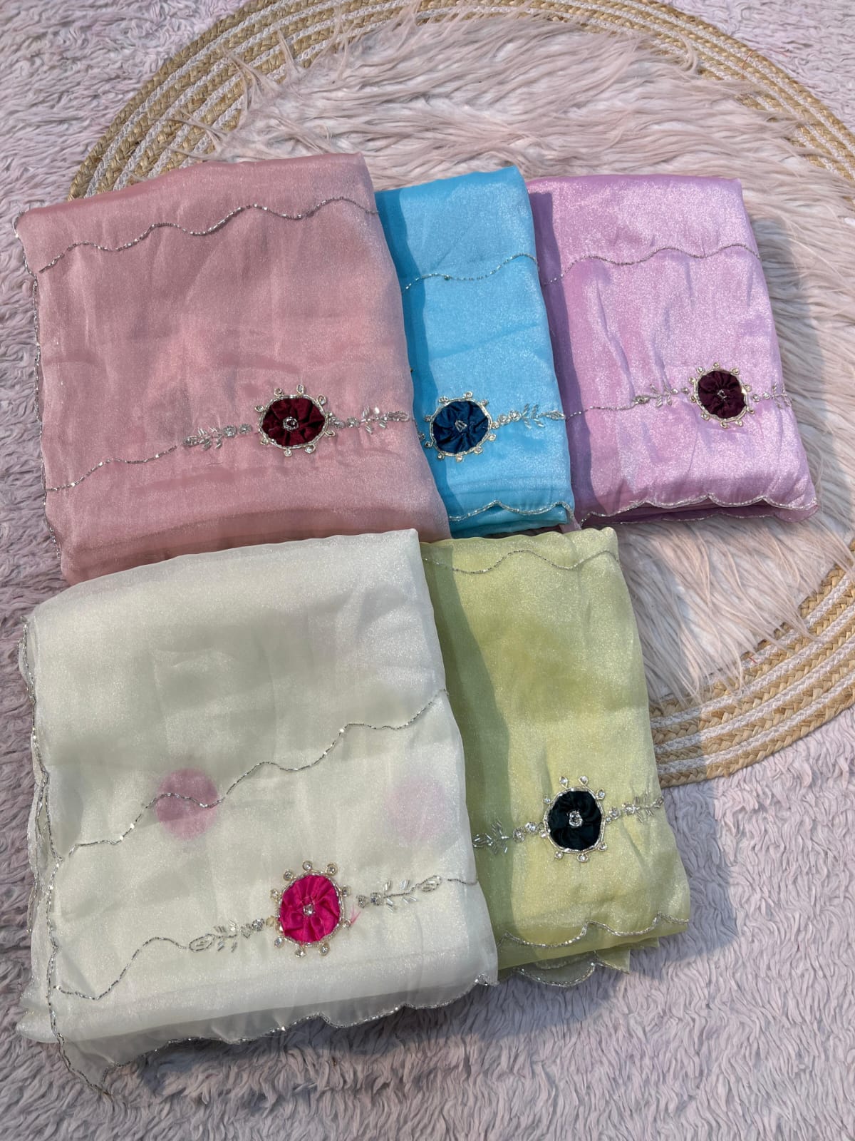 Moss Handwork Designer Saree