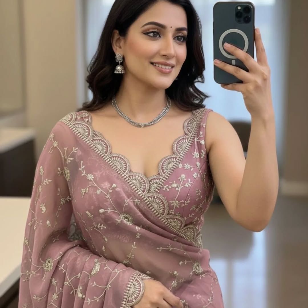 Moss Satin Sequence Saree