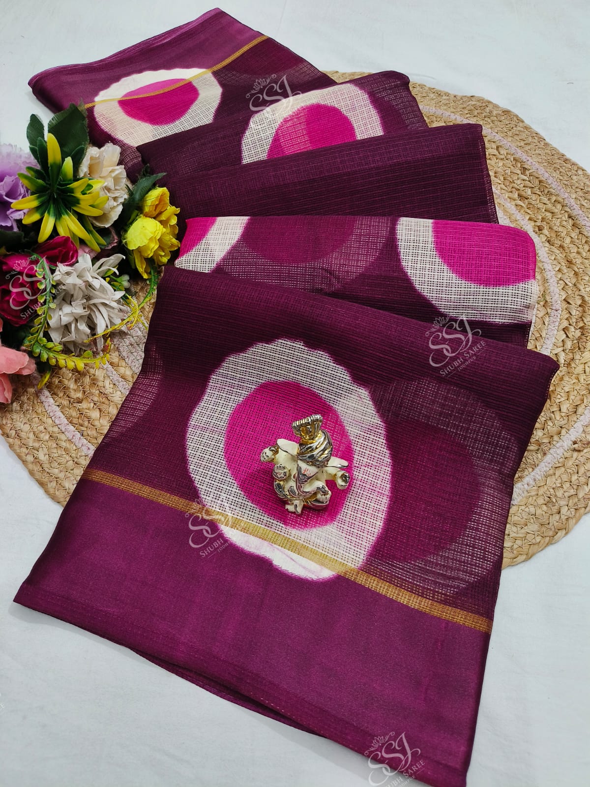 Printed Cotton Satin Saree