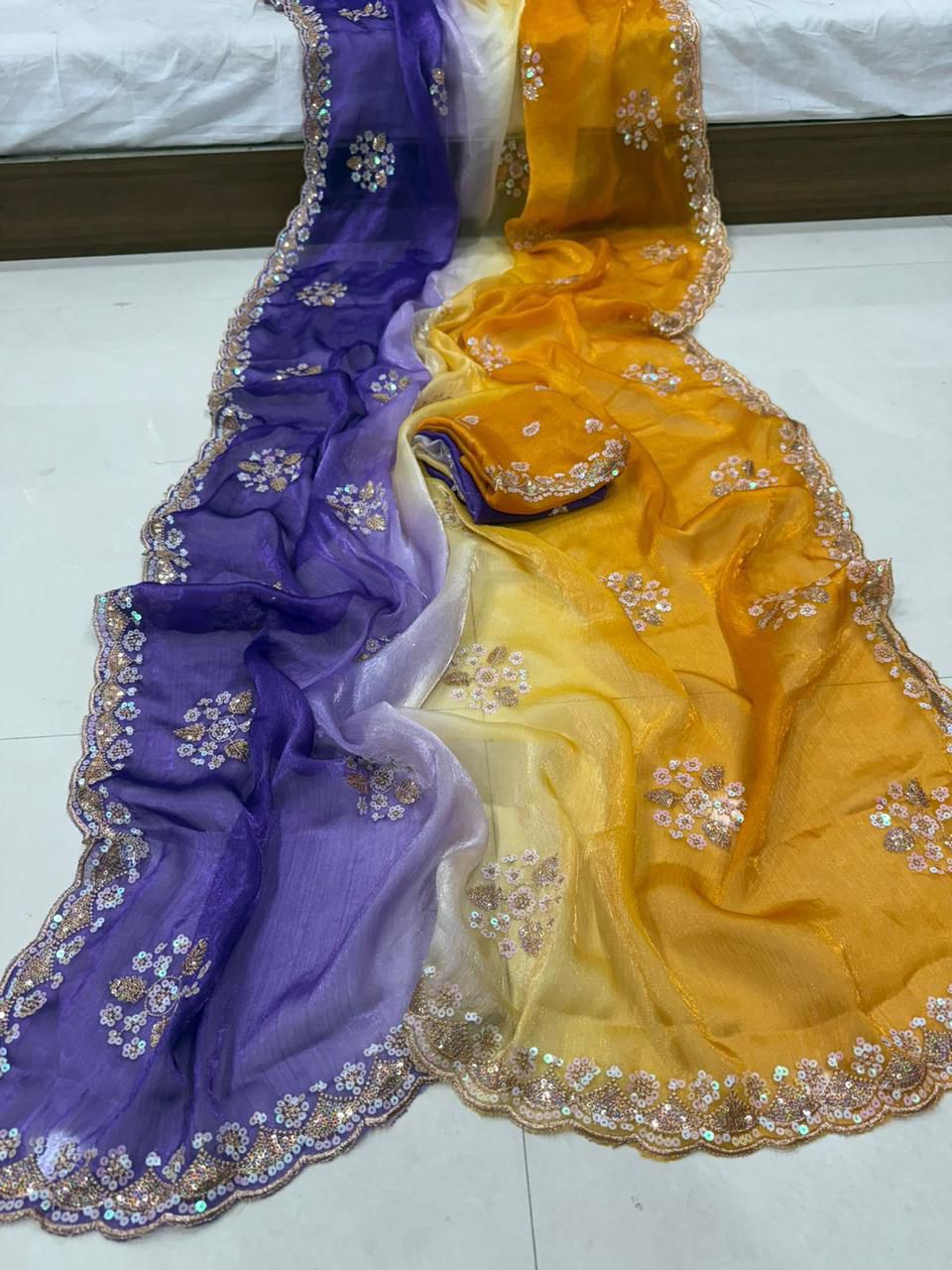 Shubh Sarees - Shaded Chiffon Saree