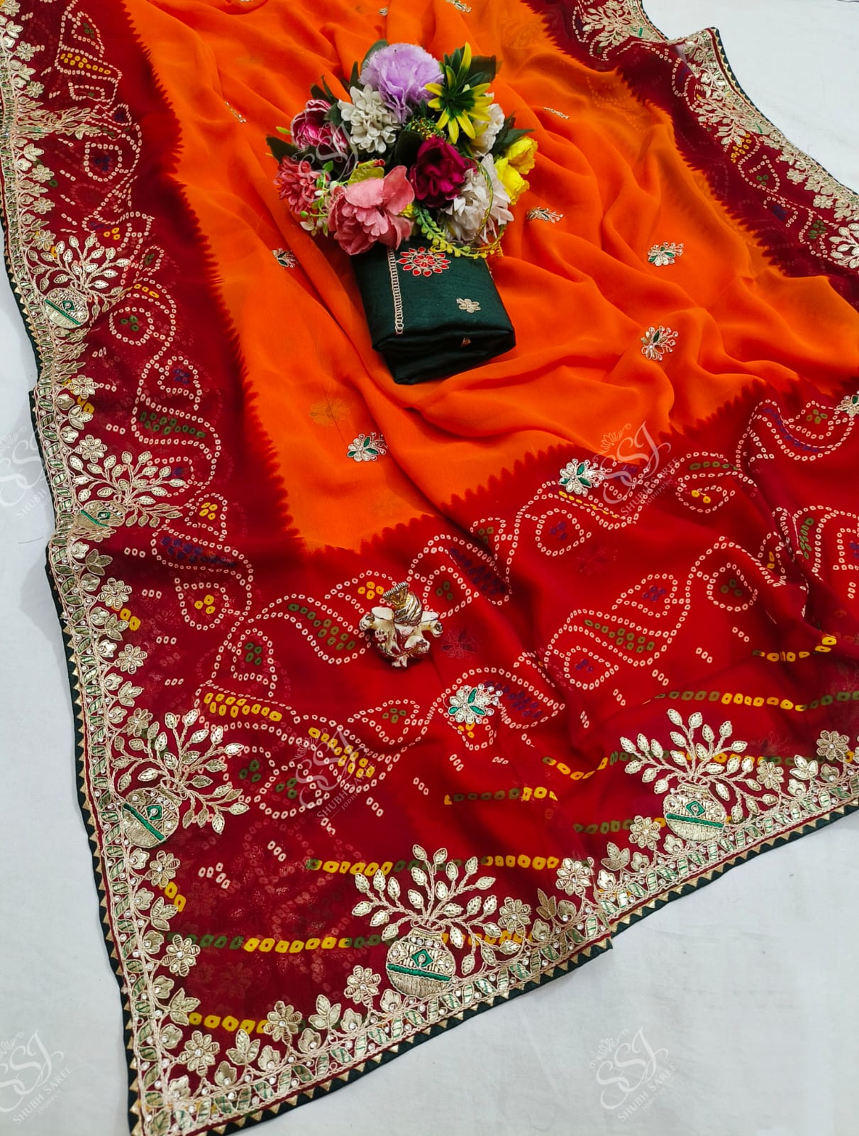 Chunadi Bandhani Work Saree