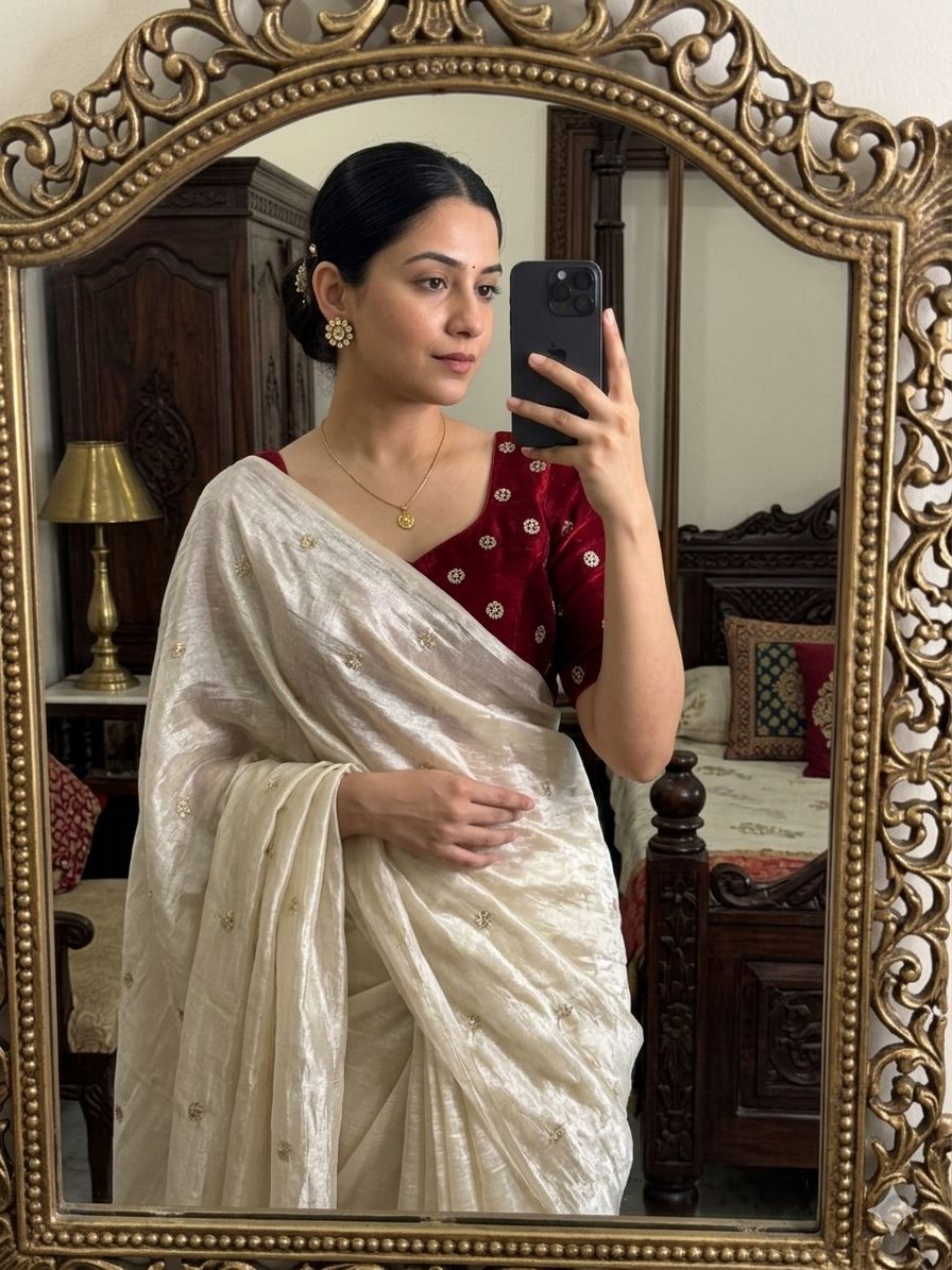 Satin Sequence Work Saree