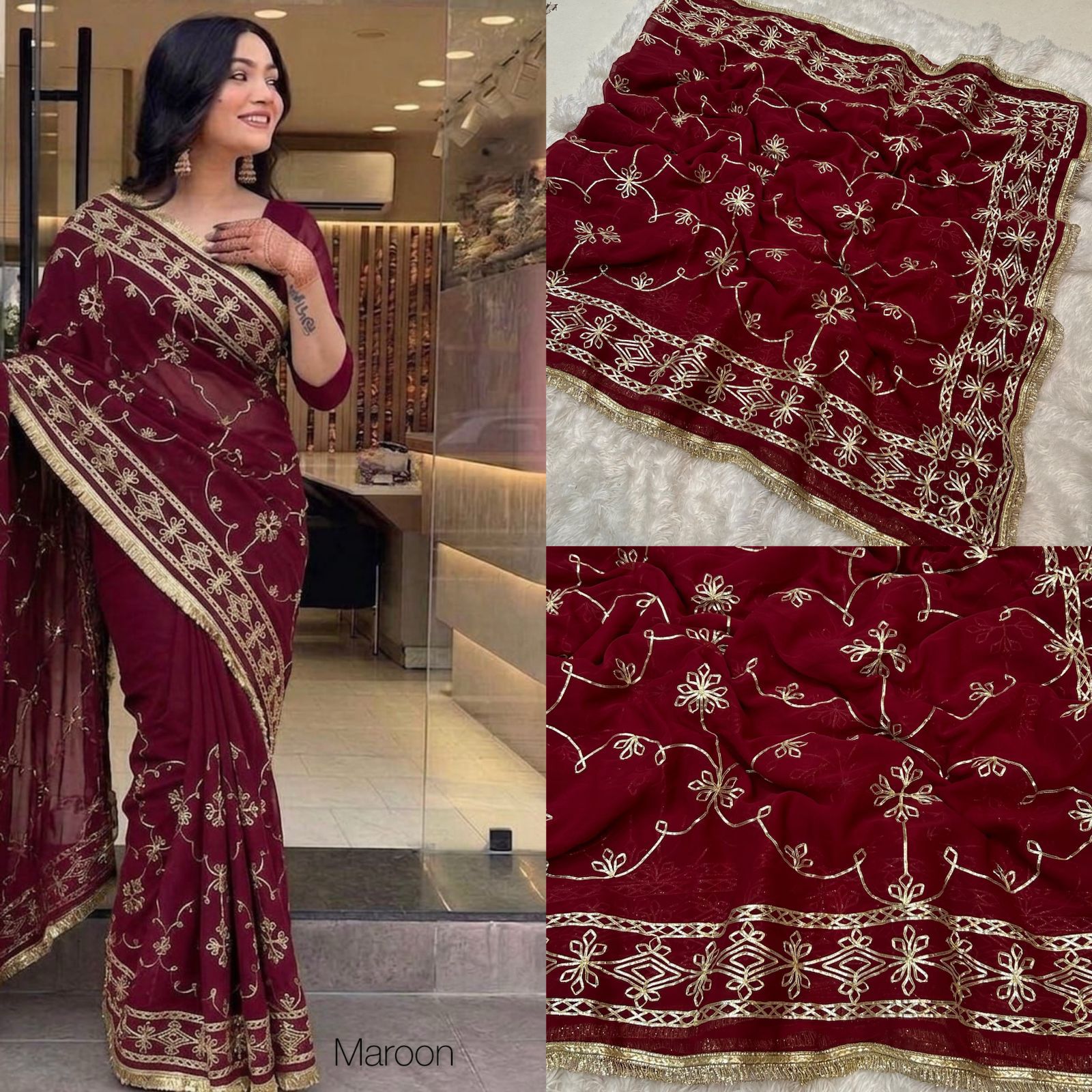 Georgette Gotal Patti Saree