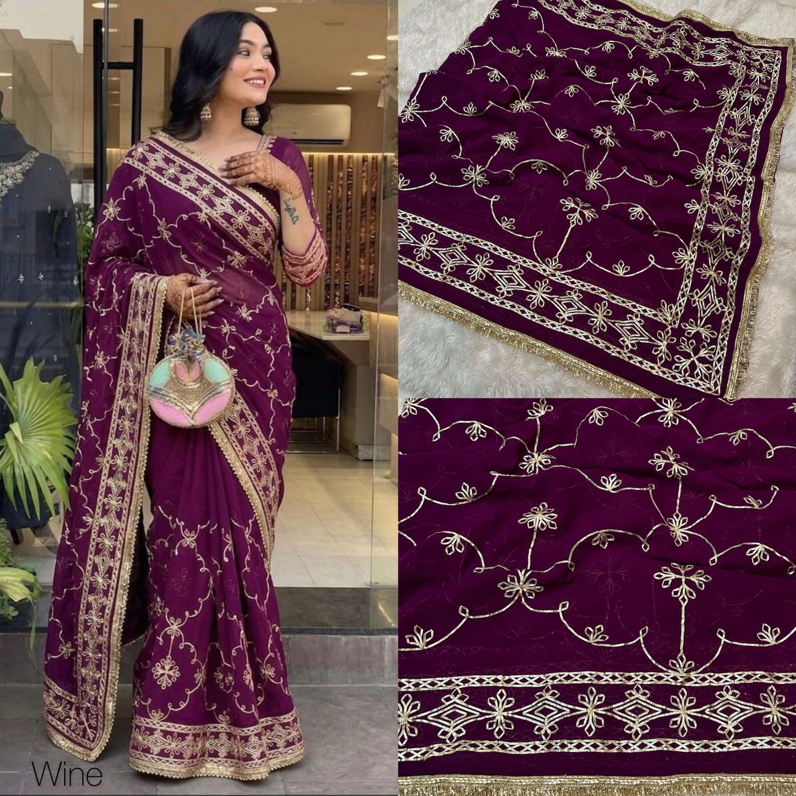 Georgette Gotal Patti Saree