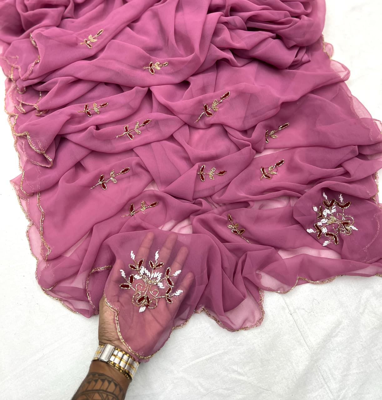 Georgette Handwork Saree