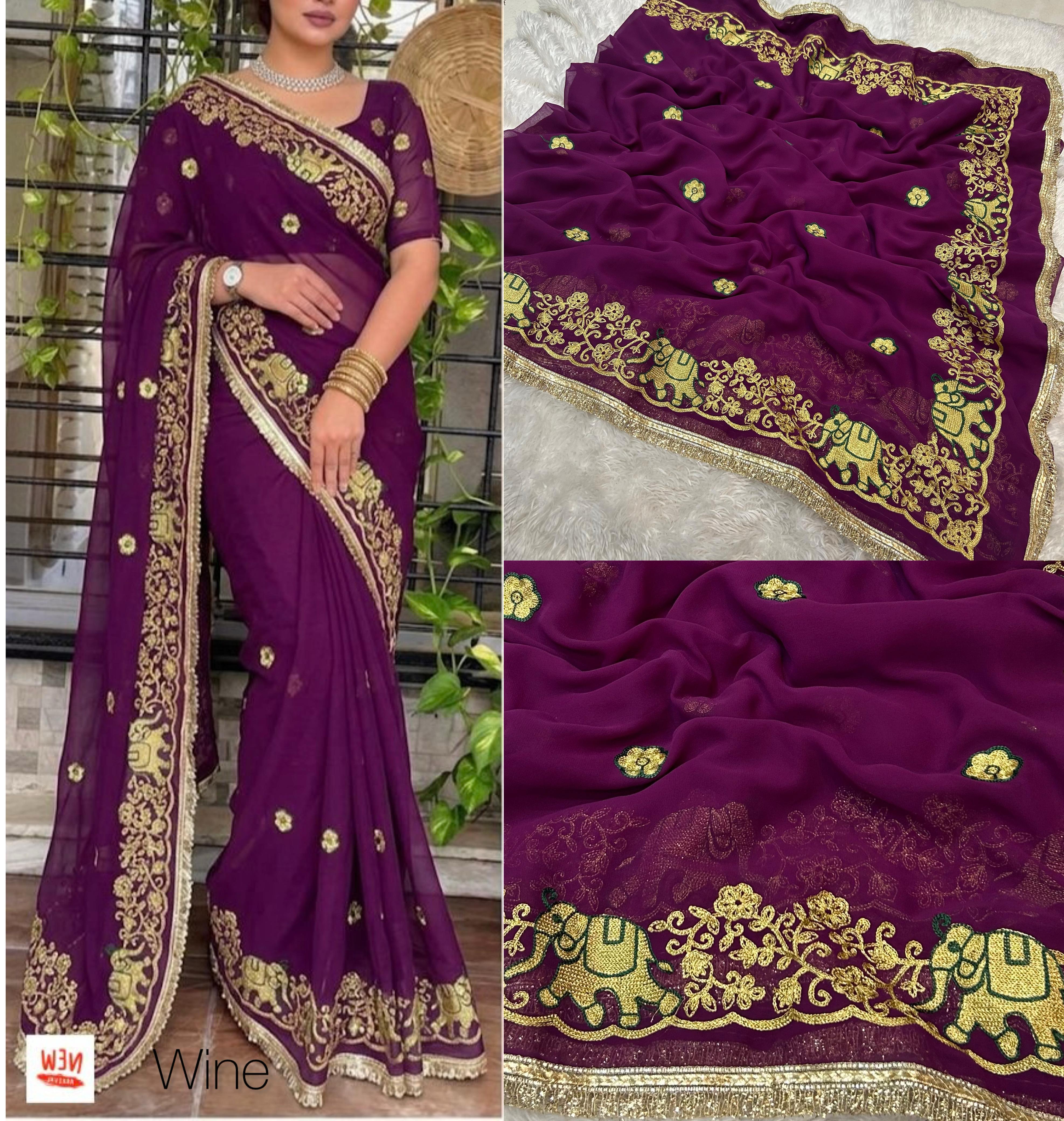 Georgette Kasab Saree