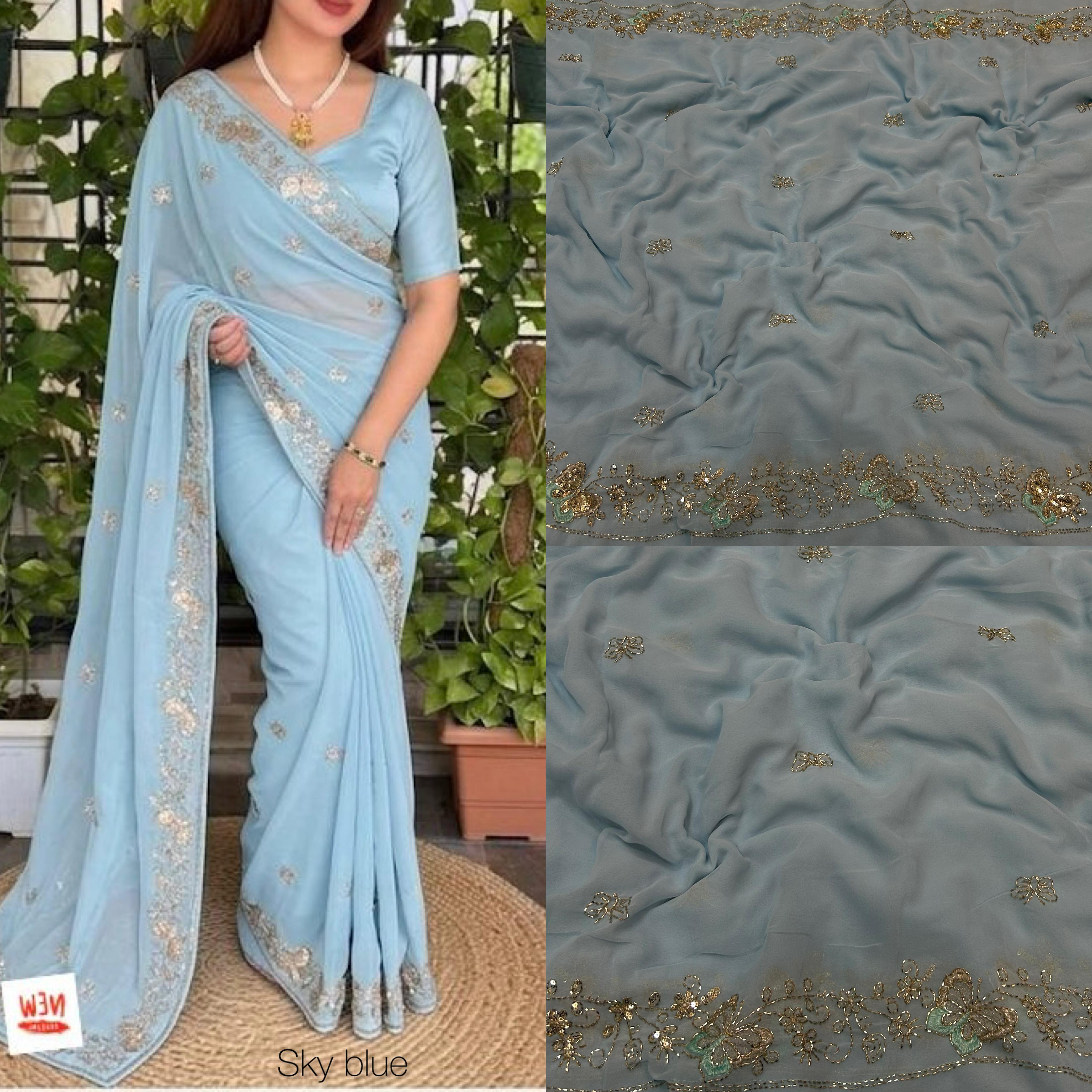 Georgette Handwork Saree