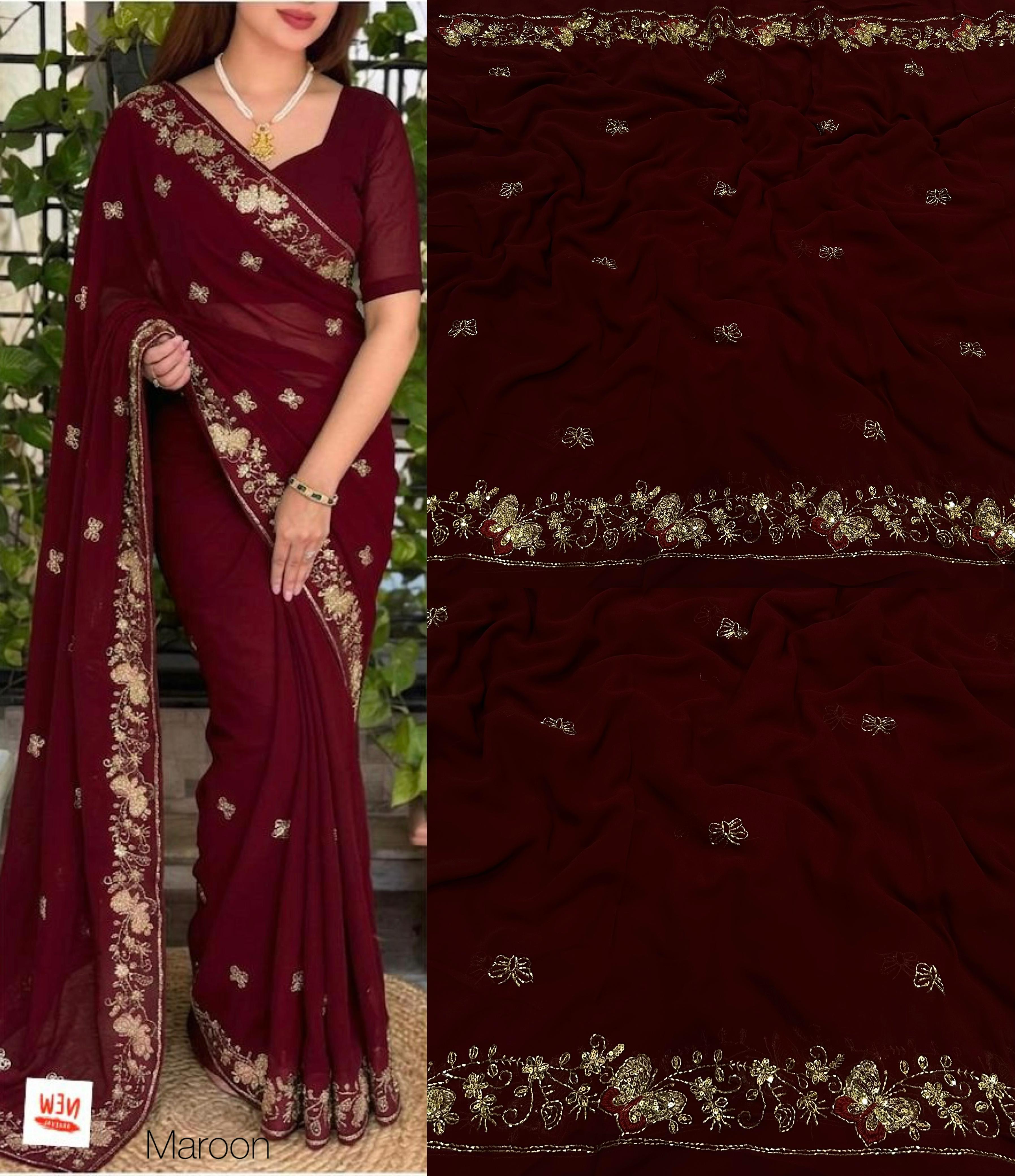 Georgette Handwork Saree