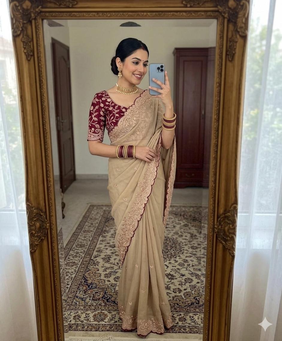 Georgette Sequence Border Saree
