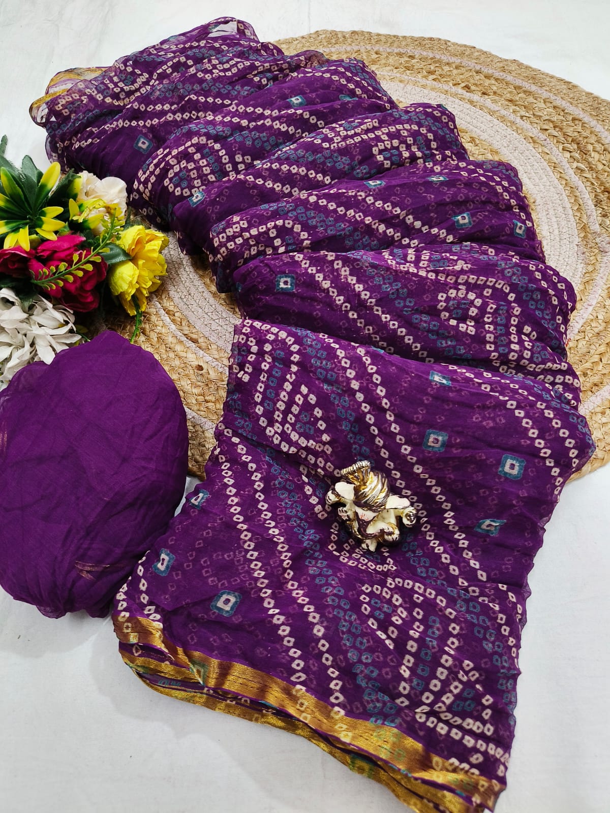 Shubh Sarees - Chiffon Bandhani Saree
