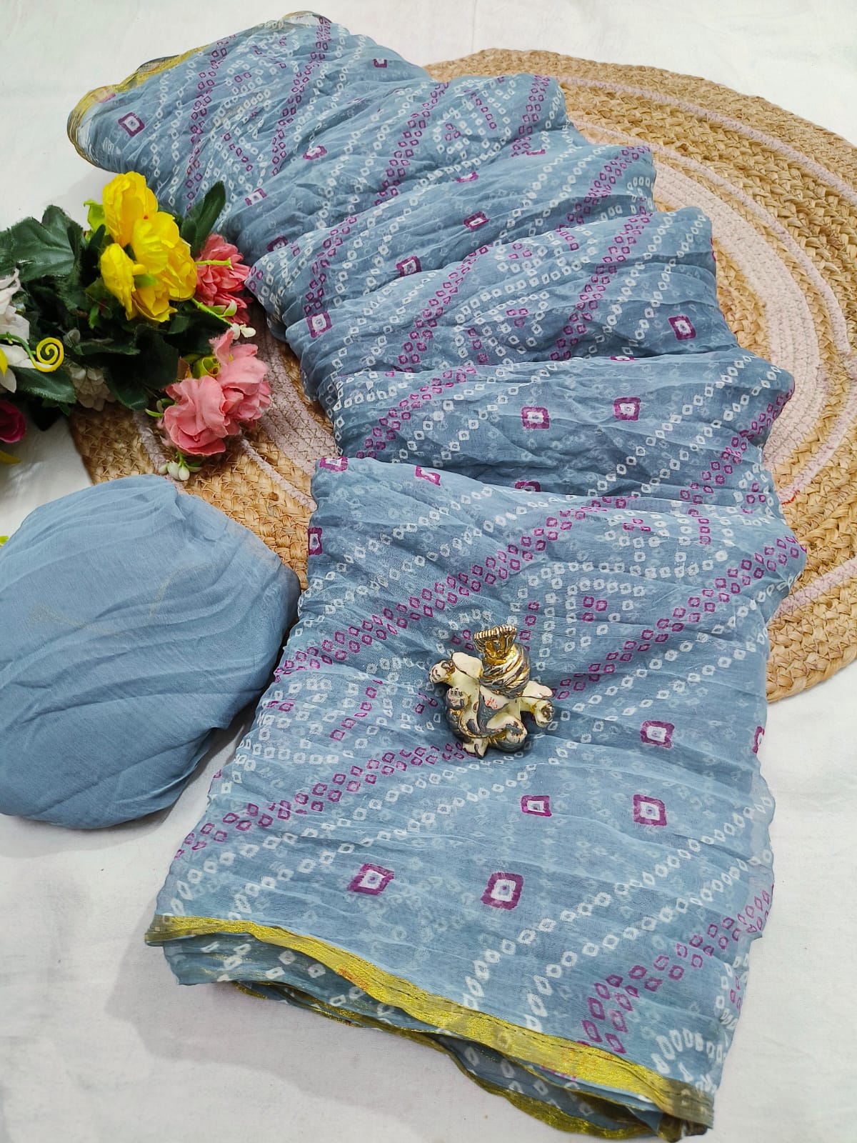 Shubh Sarees - Chiffon Bandhani Saree