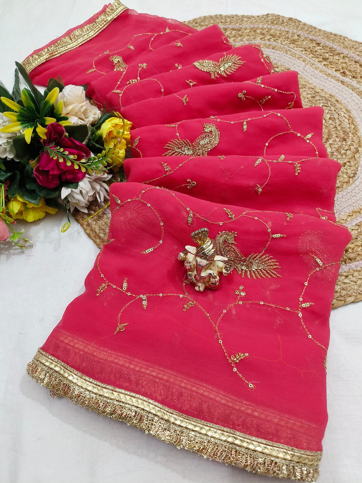 Shubh Sarees - Rajputi Embroidered Chiffon Saree