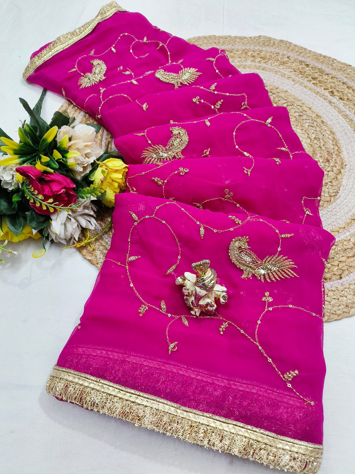 Shubh Sarees - Rajputi Embroidered Chiffon Saree