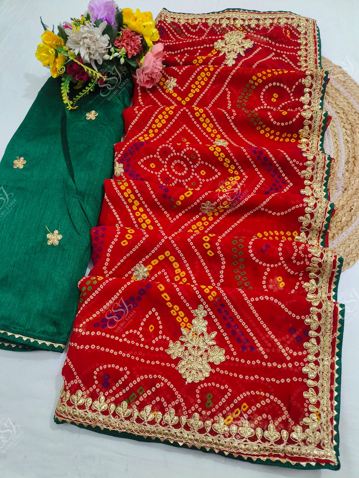 Georgette Bandhani Saree
