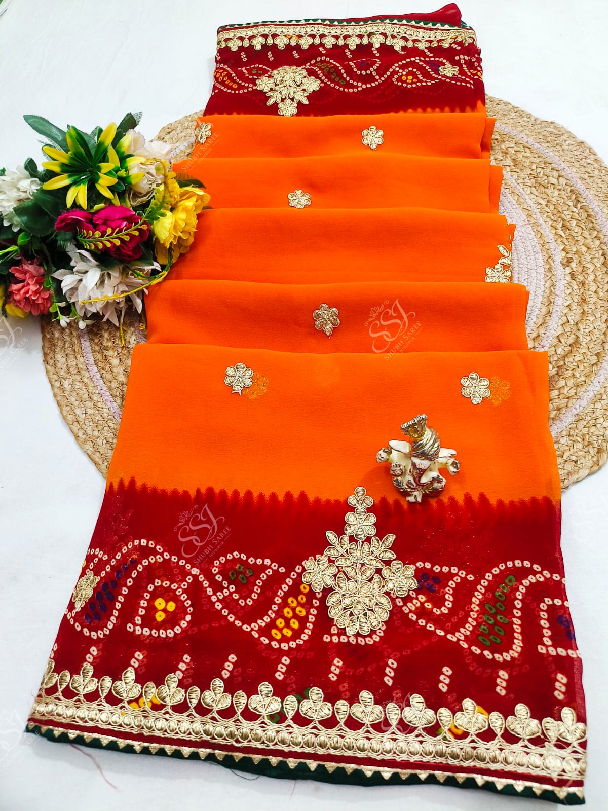 Georgette Bandhani Saree