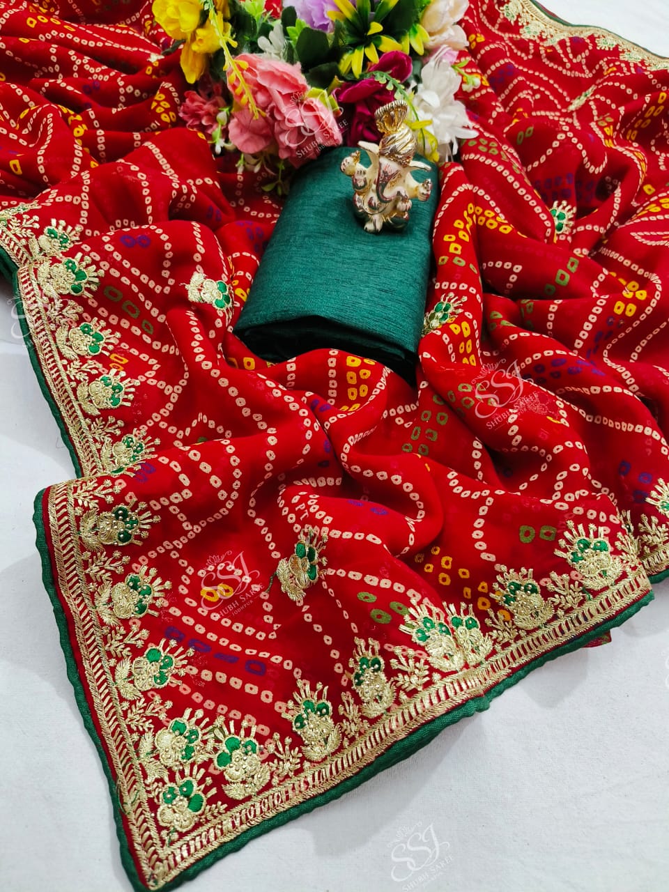 Georgette Bandhani Saree