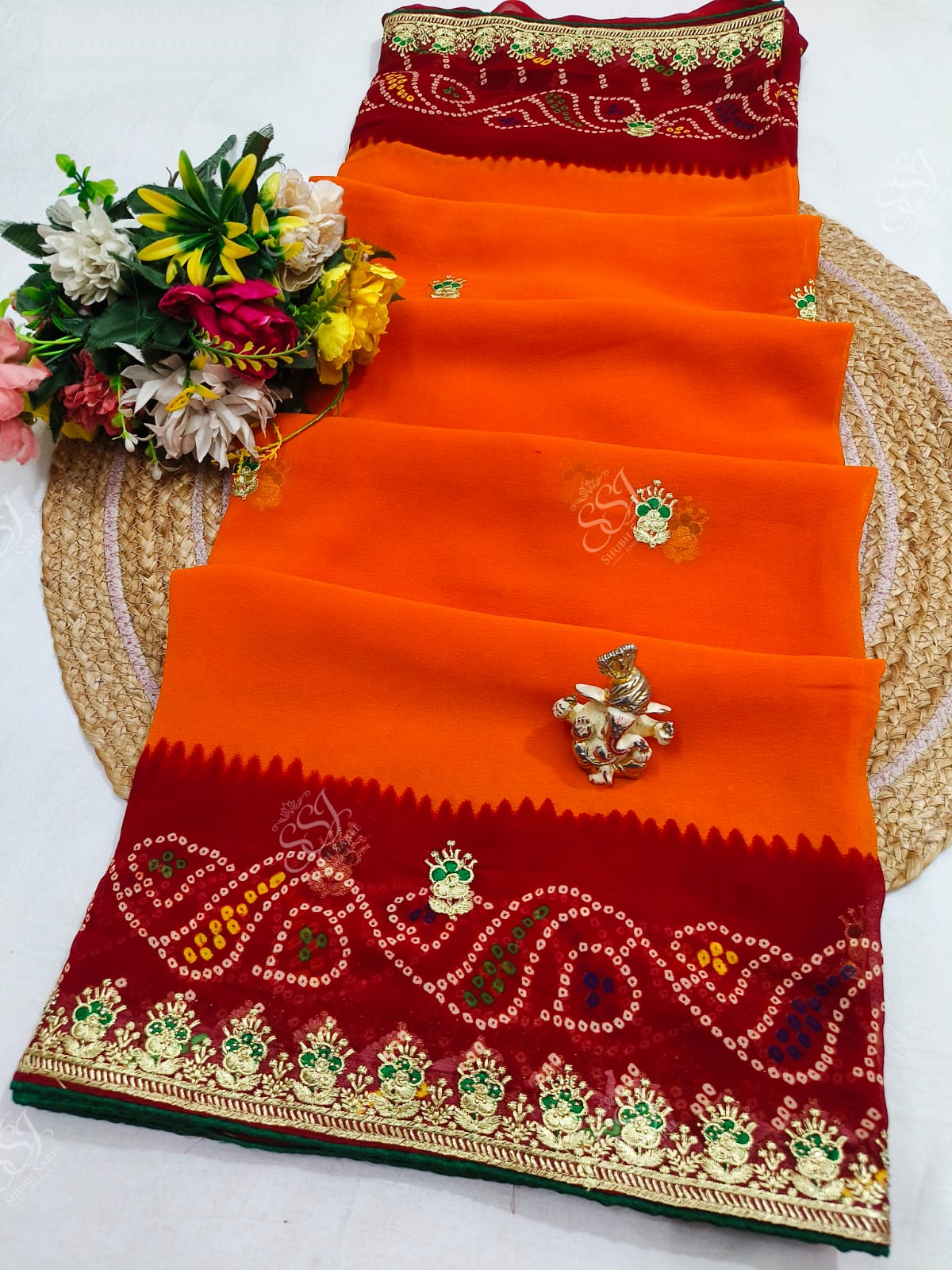 Georgette Bandhani Saree