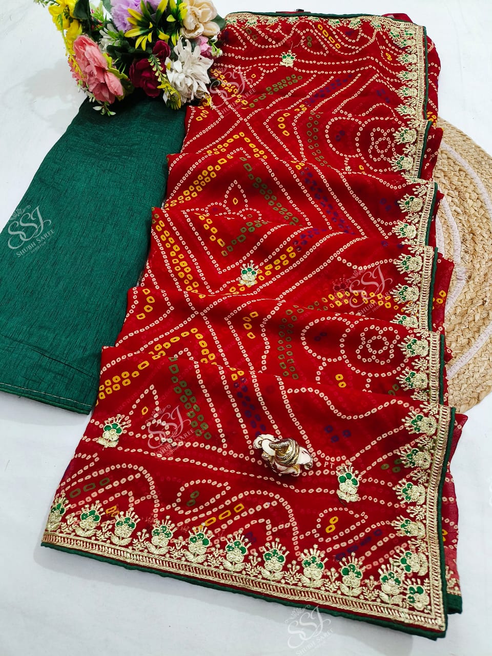 Georgette Bandhani Saree