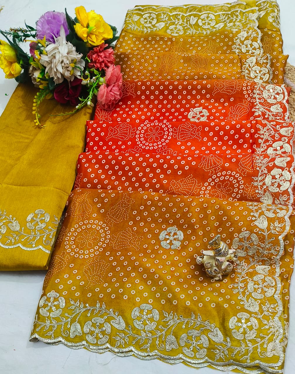 Chinon Bandhej Saree
