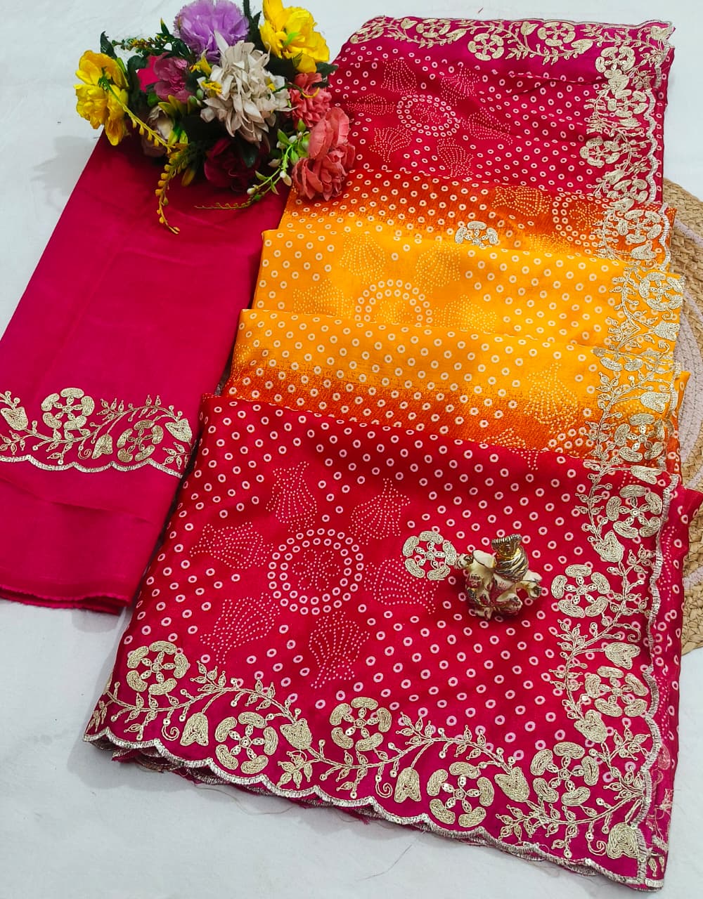Chinon Bandhej Saree