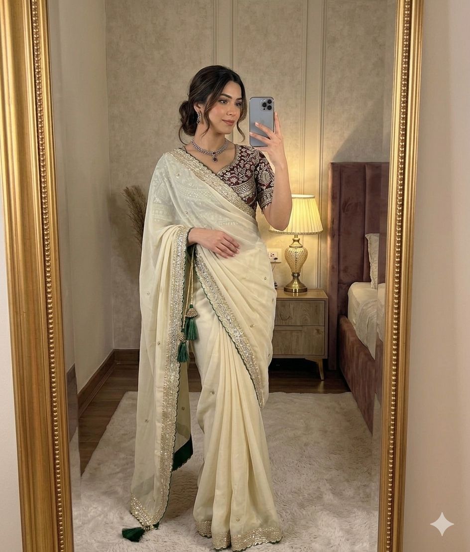 Shubh Sarees - Rangoli Embroidered Saree