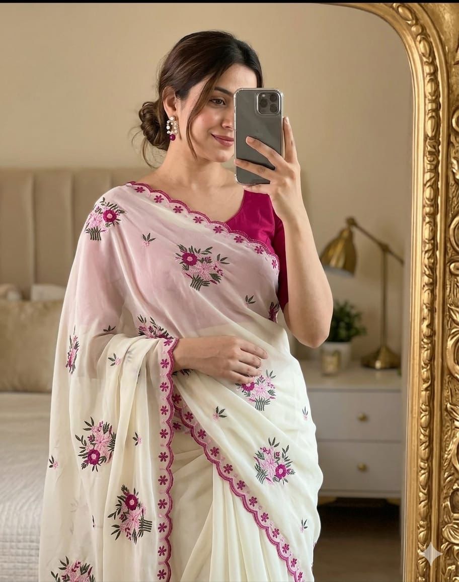 Georgette Embroidered Saree