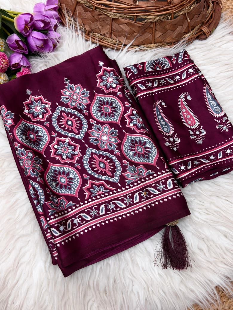 Satin Mirror Saree