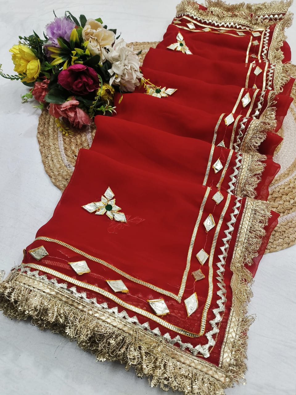 Chiffon Rajputi Designer Saree
