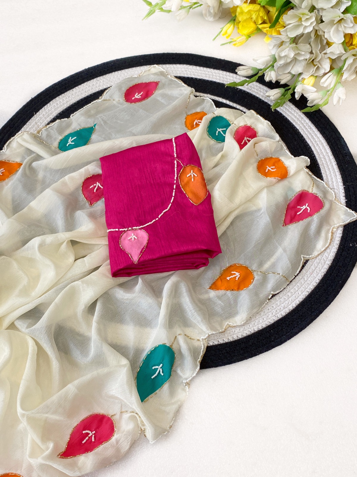 Chinon Patchwork Designer Saree