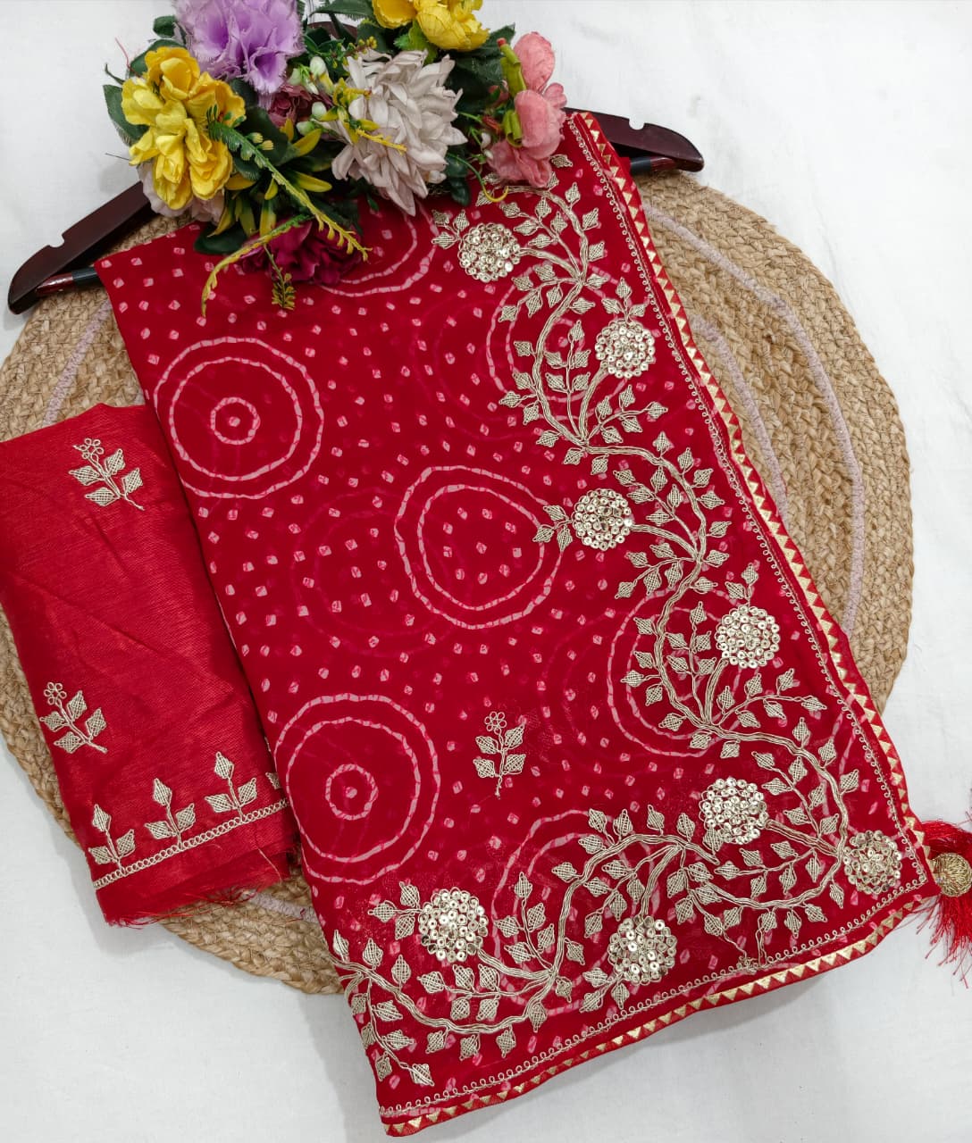Georget Bandhani Designer Saree
